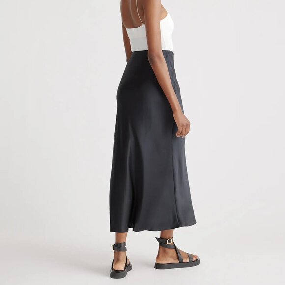 NWT Quince 100% Washable Silk Maxi Skirt, Size Medium, Black - Picture 2 of 6